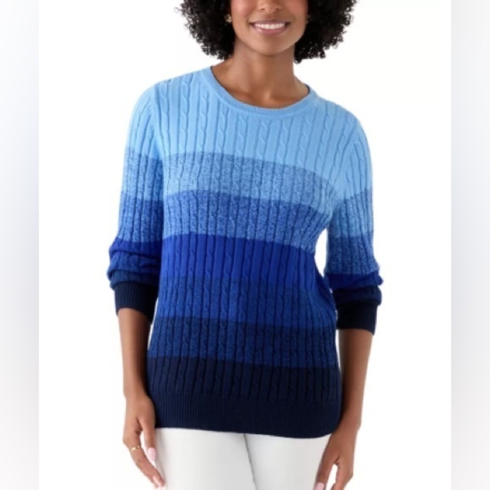 Kim Rogers XL Cable Crew Neck sweater blue